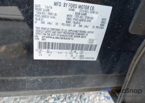 2016 Ford Edge Sel z USA, uszkodzony, nr VIN 2FMPK4J96GBB93613